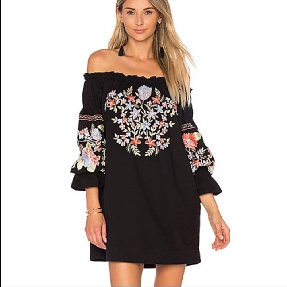 Embroidered long sleeve Free People dress.